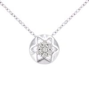 Diamant L’Eternel Womens 9ct White Gold Diamond Star Stud Pendant Necklace of Length 46cm – One Size