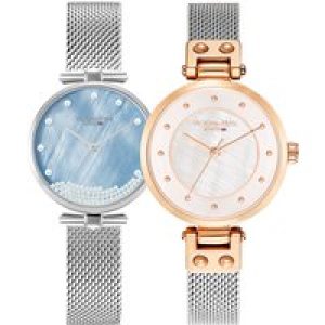 Victoria Hyde London Womens Watch Gift Set Pearl Blue/Silver Stainless Steel – One Size