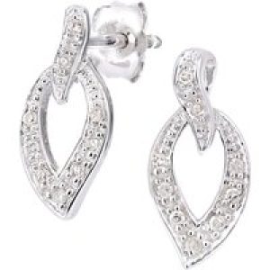 Diamant L’Eternel Womens 9ct White Gold Drop Diamond Earrings – One Size