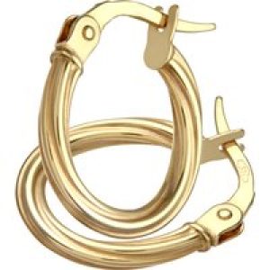 Diamant L’Eternel Womens 9ct Yellow Gold Textured Hoop Earrings of 1cm Diameter – One Size