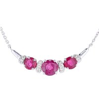 Diamant L'Eternel Womens 9ct White Gold Necklaces With 0.04ct Diamond & Ruby - One Size - Image 2