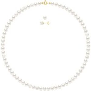Ateliers Saint Germain Womens Set being composed of : Necklace of Real Cultured Freshwater Pearls Semi Round 6-7 mm – White Gold – One Size