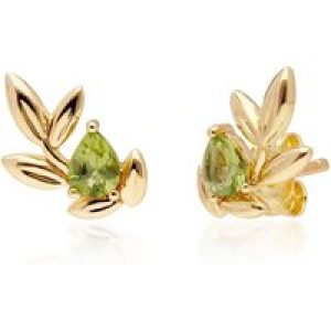 O Leaf Peridot Stud Earrings in 9ct Yellow Gold