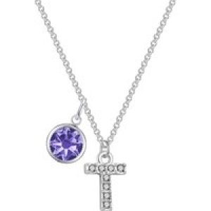Pave Preliminary T Necklace with Birthstone Attraction Created with Zircondia® Crystals