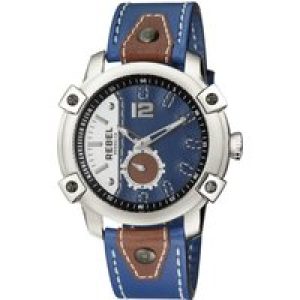 Rebel Mens Weeksville Navy Dial Leather Watch – One Size
