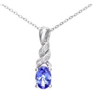 Diamant L’Eternel Womens 9ct White Gold Tanzanite and Diamond Twist Pendant – One Size