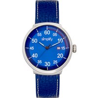 Simplify Unisex The 7100 Leather-Band Watch w/Date - Blue Stainless Steel - One Size - Image 2