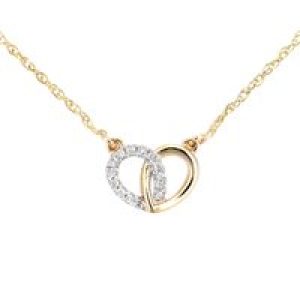 Diamant L’Eternel Womens 9ct Yellow Gold Diamond Linked Hearts Necklet of Length 42cm – One Size