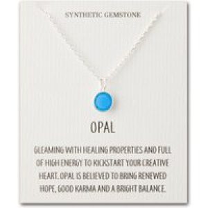 Silver Plated Artificial Blue Opal Necklace with Quote Card