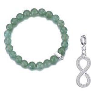 Faceted Inexperienced Aventurine Gemstone Stretch Bracelet with Allure Created with Zircondia® Crystals