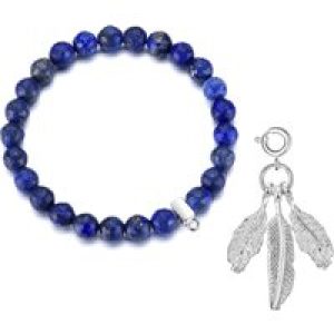 Faceted Lapis Gemstone Stretch Bracelet with Attraction Created with Zircondia® Crystals