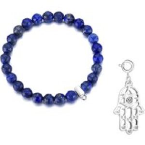 Faceted Lapis Gemstone Stretch Bracelet with Allure Created with Zircondia® Crystals