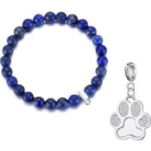 Faceted Lapis Gemstone Stretch Bracelet with Allure Created with Zircondia® Crystals