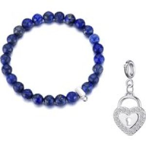 Faceted Lapis Gemstone Stretch Bracelet with Appeal Created with Zircondia® Crystals