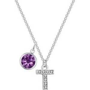 Pave Preliminary T Necklace with Birthstone Appeal Created with Zircondia® Crystals