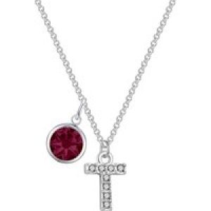 Pave Preliminary T Necklace with Birthstone Appeal Created with Zircondia® Crystals