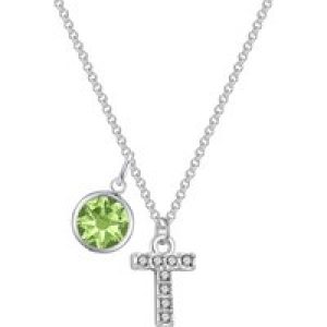 Pave Preliminary T Necklace with Birthstone Appeal Created with Zircondia® Crystals