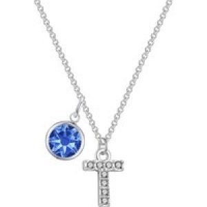 Pave Preliminary T Necklace with Birthstone Attraction Created with Zircondia® Crystals