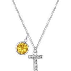 Pave Preliminary T Necklace with Birthstone Allure Created with Zircondia® Crystals