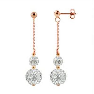 Diadema Womens – Earrings Pinky Gold – Crystal White – Collection Pearl Silver Sterling – One Size