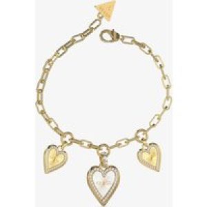 Guess Love Me Tender Three Heart Crystal Charm Bracelet UBB03235YGRHS