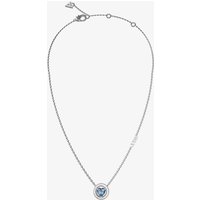 Guess Mama Non Mama Silver Tone Blue Crystal Heart Halo Necklace UBN04667RHLS - Image 2