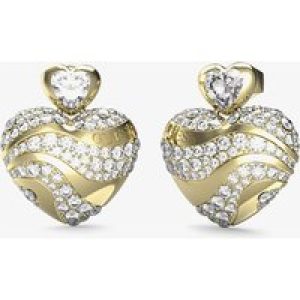 Guess In My Heart Gold Tone Crystal Heart Stud Dropper Earrings UBE04499YG