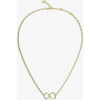 Guess Mon Amour Gold Tone Crystal Two Heart Link Necklace UBN04616YG - Image 2
