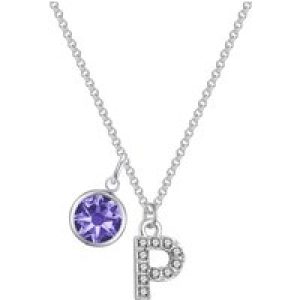 Pave Preliminary P Necklace with Birthstone Appeal Created with Zircondia® Crystals