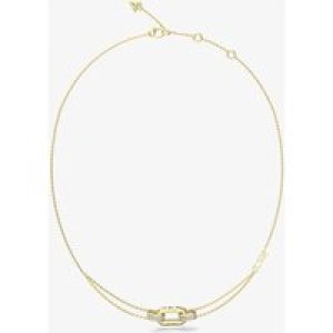 Guess Stylish Gold Tone Crystal Double Link Chain Necklace UBN04580YG