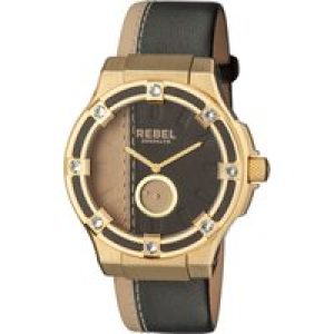 Rebel WoMens Flatbush Black/Yellow Dial Leather Watch – One Size