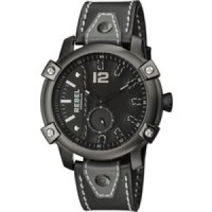 Rebel Mens Weeksville Black Dial Leather Watch – One Size