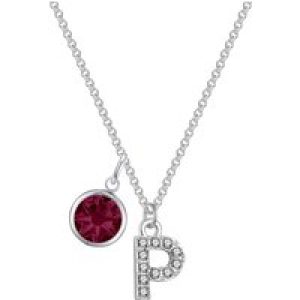 Pave Preliminary P Necklace with Birthstone Appeal Created with Zircondia® Crystals