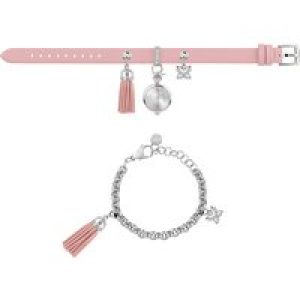 Furla WoMens White Dial Chain Calfskin Leather Set Watch – Pink – One Size