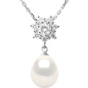 Ateliers Saint Germain Womens Necklace Jewelry – Real Cultured Freshwater Pearl Pear 9-10 mm – White Silver – One Size