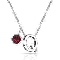 Initial Q Necklace with Birthstone Charm Created with Zircondia® Crystals - Image 2