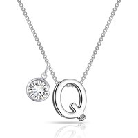 Initial Q Necklace with Birthstone Charm Created with Zircondia® Crystals - Image 2