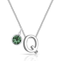 Initial Q Necklace with Birthstone Charm Created with Zircondia® Crystals - Image 2