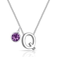 Initial Q Necklace with Birthstone Charm Created with Zircondia® Crystals - Image 2