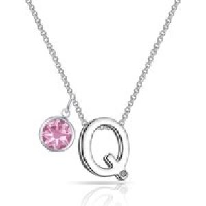 Initial Q Necklace with Birthstone Charm Created with Zircondia® Crystals