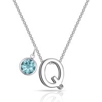 Initial Q Necklace with Birthstone Charm Created with Zircondia® Crystals - Image 2