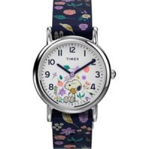 Timex Childrens Unisex Weekender X Peanuts Floral Child’s Blue Watch TW2V45900 Fabric – One Size