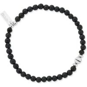 ChloBo Mens Silver Black Lava Bracelet – Silver
