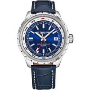Stührling Mens Global Voyager 1014 GMT World Timer Watch – Blue – One Size