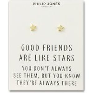 Gold Plated Star Stud Earrings with Quote Card
