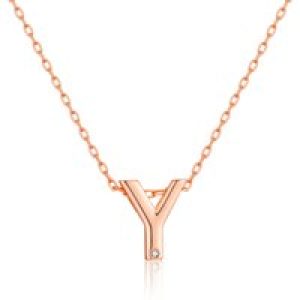 Rose Gold Plated Initial Necklace Letter Y Created with Zircondia® Crystals