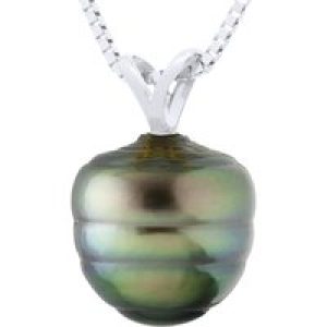 Ateliers Saint Germain Womens Beaded Pendant V Thread White Gold 750 and Real Cultured Tahiti Pearl Circled 9-10 mm – One Size