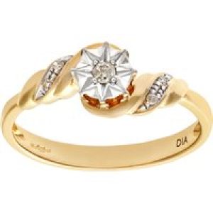 Diamant L’Eternel Womens Ladies 9ct White Gold Diamond Accent Ring – Size O