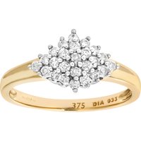 Diamant L'Eternel Womens 9ct Yellow Gold Diamond Cluster Ladies Ring - Size P - Image 2