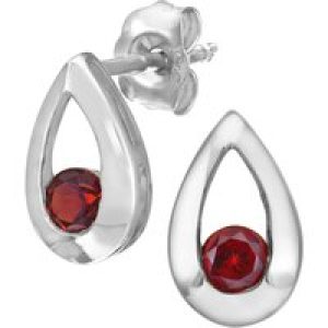 Diamant L’Eternel Womens 9ct White Gold 0.35ct Garnet Tear Drop Earring – One Size